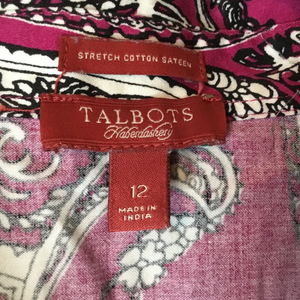 Talbots Haberdashery Pink Paisley Blouse - 12 - Picture 5 of 6